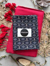 Red Handloom Cotton Saree With Black Print Blouse
